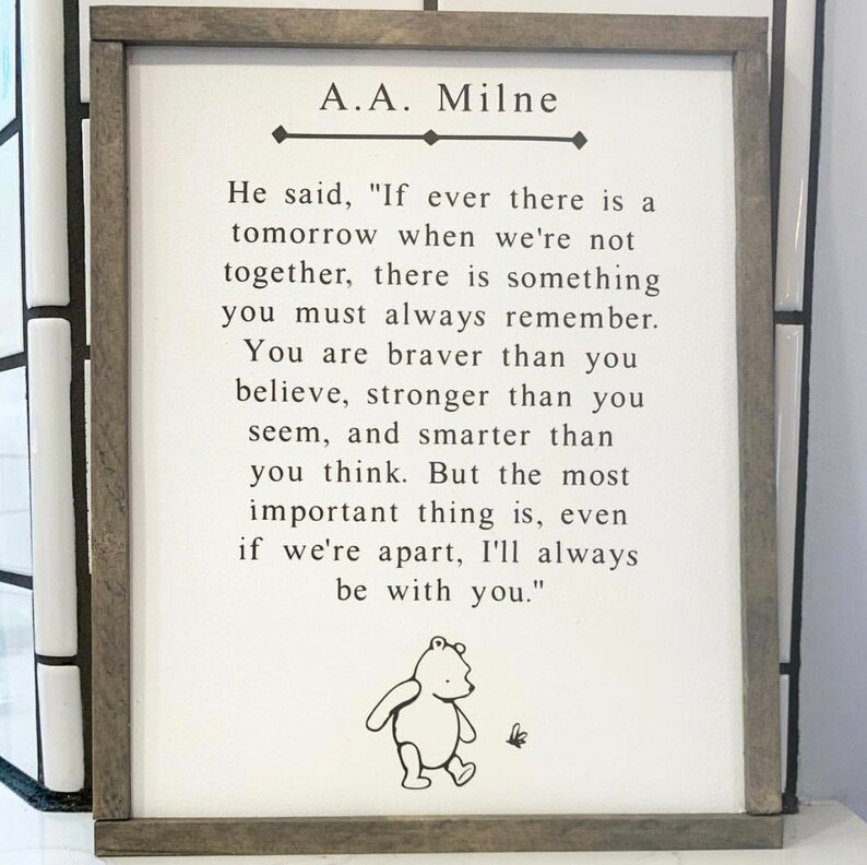 Winnie the Pooh AA Milne Framed Sign Nursery Decor Etsy