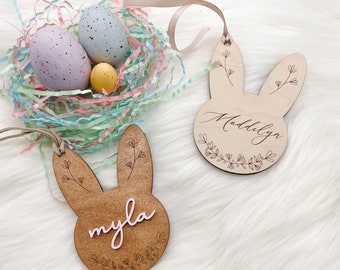Easter Basket Tags, Wood Easter Name Tags, Bunny Name Tag, Acrylic Easter Tag, Custom Easter Tags, Personalized Easter Tag, Egg Basket Tag
