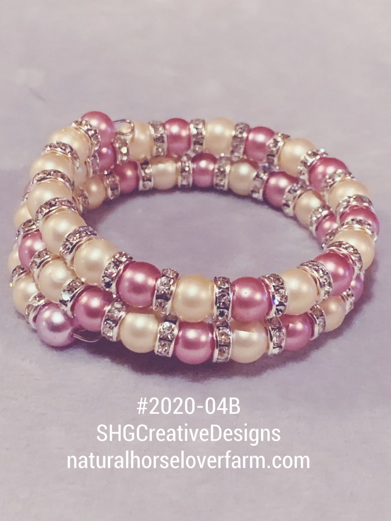 Pink and white with silver bling bracelet image 1