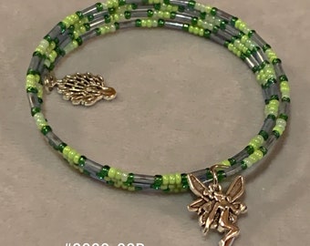 Memory Wire Fairy & Peacock Bracelet