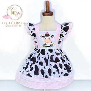 Cow Girl dress Baby Cow dress, Cow birthday , Cow Dress, Animal Farm Dress