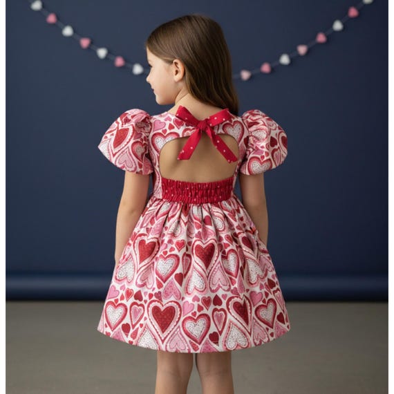 girls valentine dress Dressed With Love Sequin Heart Skater With Pink Tutu Costume Baby Girl Valentines Dress
