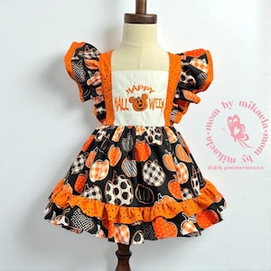 Halloween Dress Baby Girl, Pumpkin Fall Dress Toddler, Mickey Inspired Halloween Outfit, Pumpkin Mouse Head, Halloween Dress