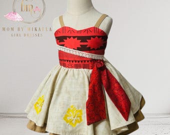 Vestido de Moana, vestido de cumpleaños de Moana, vestido de princesa Moana, disfraz inspirado en Moana,
