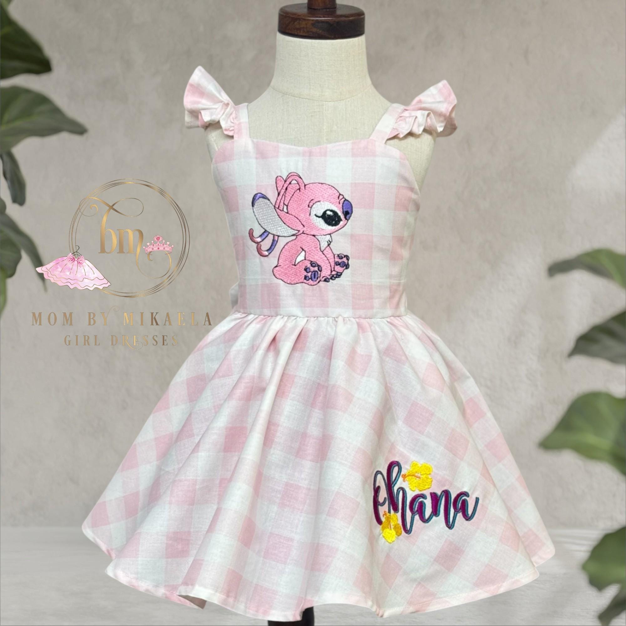 open lace back dress Little Peeps Baby + Little Kids Cotton Dress Baby Pink / 4T main image 1