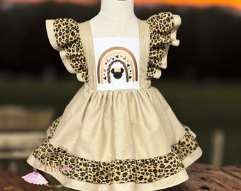 Safari Minnie Kleid, Mädchen Kleid Safari Minnie Maus, Animal Kingdom Mädchenkleid, Mädchenkleid Safari