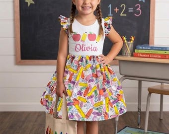 Back to School Dress, Personalized Dress, First day of school dress, school dress, first day of school dress
