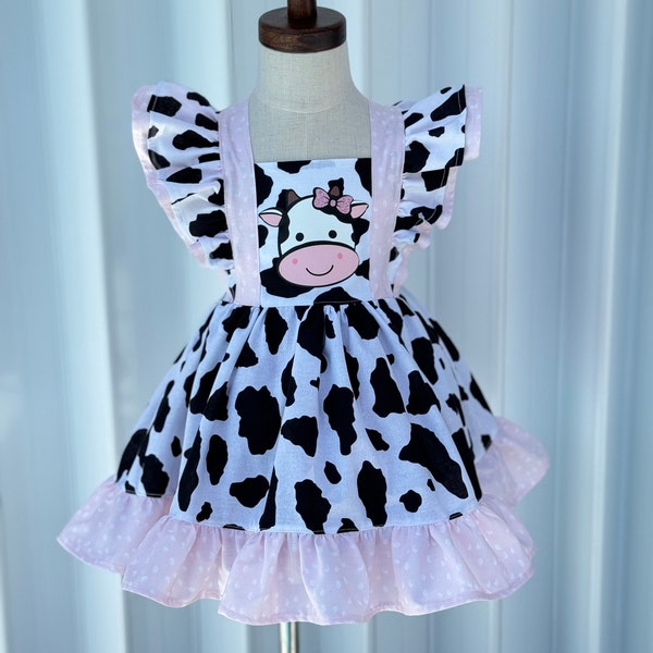 Cow Girl dress Baby Cow dress, Cow birthday , Cow Dress, Animal Farm Dress