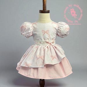 Pink Bow Dress for Girls, Pastel Pink Girls Dress, Coquette Girls Dress, Sweet Pink Bow Dress for Toddler and Girls