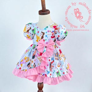 Disney PRINCESS Dress, Princess back bow dress, Disney princess dress pink dress, Disney princess dress for little girls