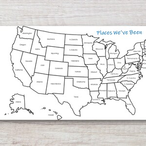 Color the State Reisekarte, Reisetagebuch, Vereinigte Staaten von Amerika Reisekarte, Map Tracker, printable