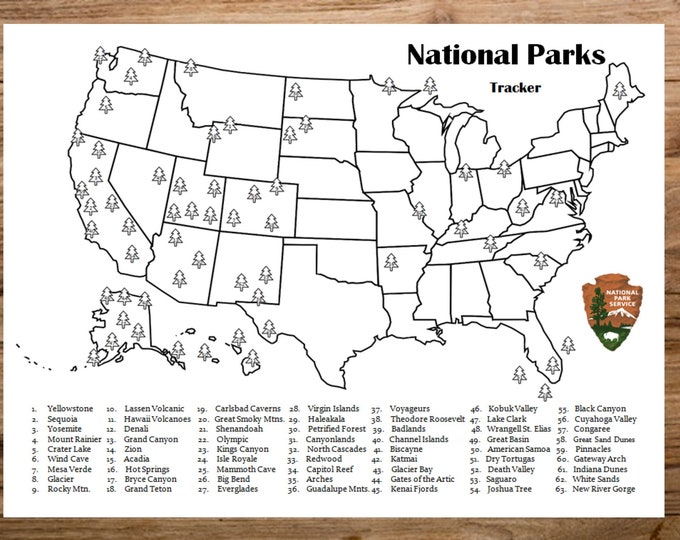 2021 Updated National Park Map Visit Tracker Color Tracker | Etsy