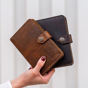 Cartera de viaje de cuero con porta pasaporte, diario de bolsillo personalizado, regalo para viajeros, regalos de San Valentín para parejas, regalo de aniversario