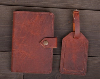 Regalos de viaje de cuero para Navidad, billetera de viaje personalizada, porta pasaporte y etiqueta de equipaje, diario de viaje personalizado, regalos para parejas