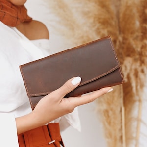 Cartera de cuero personalizada para mujer, cartera linda simple, regalo para mamá