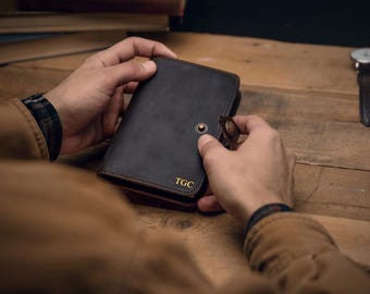 Personalized Leather Travel Wallet, Field Notes Holder, Passport Cover, Leather Travel Pocket Journal, Christmas Gift, Travel Gift