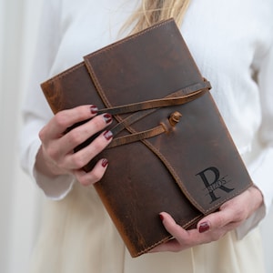 Leather Journal Refillable, Leather Notebook, Travel Journal, A5 Notebook Cover, Leather Diary, Personalized Valentine&#39;s Day Gift for Her