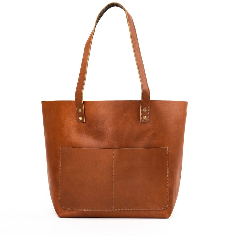Large Tote Bag, Leather Aesthetic Everyday Tote, Premium Leather Work bag Shoulder Bag for Women, Gift for Her Cognac