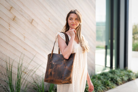 Large Tote Bag Leather Aesthetic Everyday Tote Premium Leather Work bag Shoulder Bag for Women Gift for Her Etsy