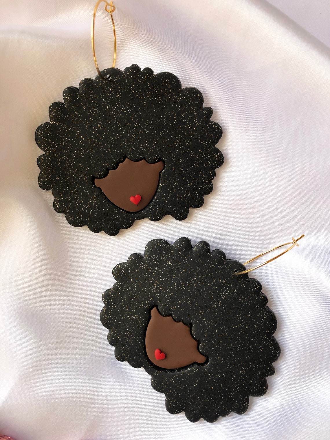 Afro Earrings with Hoop Gold Hoop Earrings Black Girl Etsy