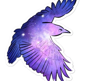 Galaxy Crow Nebula Sticker, Aesthetic Galaxy Crow