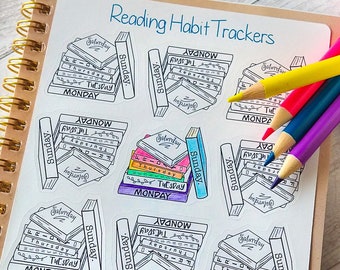 Reading stickers, Reading trackers, Book planner stickers, Reading tracker stickers,Book lover gift, Book nerd stickers, Book worm stickers