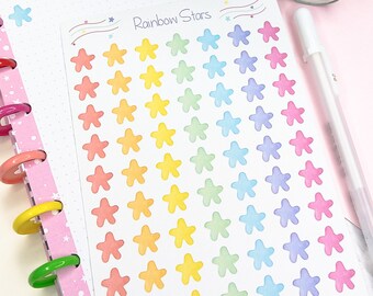 73 cute stars sticker sheet, 0.5" rainbow star stickers, reward stickers for kids and teachers, reminder sticker for planner, mini stars