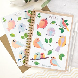 Cute bird stickers, Bird sticker sheet, Birb stickers, Nature sticker sheet, Eco-friendly stickers, Planner stickers, Bujo stickers