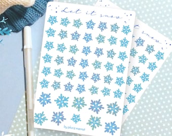 Snowflake stickers, Snow stickers, Winter sticker sheet, Holiday sticker sheet, Snowflake weather stickers, Weather planner stickers