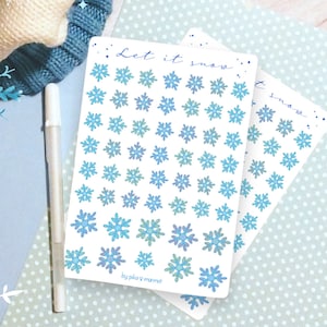 Snowflake stickers, Snow stickers, Winter sticker sheet, Holiday sticker sheet, Snowflake weather stickers, Weather planner stickers