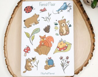 Cute fall sticker sheet for bullet journals and planners, fall sticker sheet, nature stickers, eco-friendly stickers, forest animal stickers