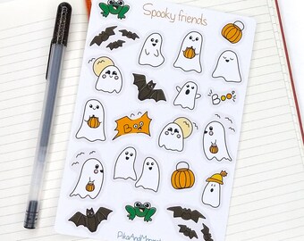 Spooky cute halloween stickers, cute ghost sticker sheet, fall sticker sheet, cute halloween stickers, friendly ghost stickers, spooky cute