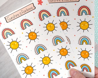 Sunshine and rainbows sticker sheet | Vibrant rainbow stickers | Sunshine stickers | Teacher stickers | Eco-friendly | Cheerful stickers