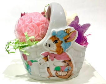 Porcelain Basket Soap. Decorative Basket. Goats milk Soap. Bunny basket. Soaps for gift.Decorative Porcelain Basket. Kid’s soap.