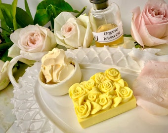 Triple Butter Yellow Rose Soap.Shea Butter Cocoa Butter Mango Butter Soap. Natural Moisturizer Soap. Rich Butter Rose Soap. Nourishing Soap.