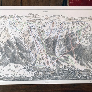 Thredbo-skikaart | Australische skikaart | Handgetekende afdruk