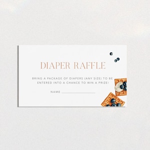 Brunch Diaper Raffle Card / INSTANT DOWNLOAD / Printable Waffles Breakfast Diaper Raffle Ticket / Editable Food and Flowers Raffle Card