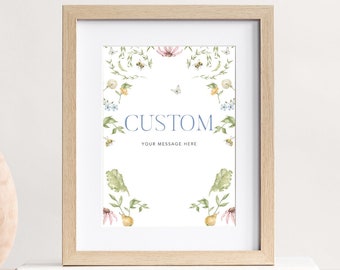 Secret Garden Baby Shower Custom Sign / INSTANT DOWNLOAD / Cottage Floral Custom Sign Printable / Editable Cottagecore Baby Shower Sign