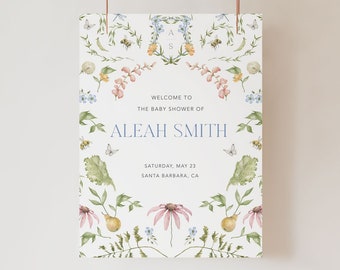 Secret Garden Baby Shower Welcome Sign / INSTANT DOWNLOAD / Cottagecore Welcome Sign Printable / Editable Flowers Baby Shower Welcome Sign
