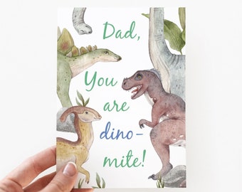 Fathers Day Card Dinosaur / INSTANT DOWNLOAD / Printable Fathers Day Card /  Fathers Day Card Toddlers / Fathers Day Card Ideas for Toddlers