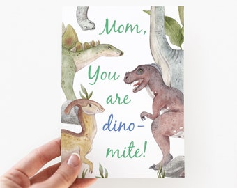 Dinosaur Mothers Day Card / INSTANT DOWNLOAD / Printable Mothers Day Card /  Mothers Day Card Toddlers / Mothers Day Card Ideas for Toddlers