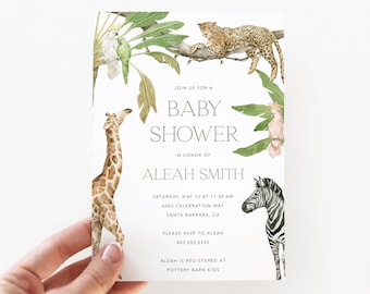 Safari Baby Shower Invitation / INSTANT DOWNLOAD / Modern Jungle Invitation Printable / Editable Baby Shower Invite