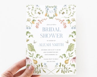 Secret Garden Bridal Shower Invitation / INSTANT DOWNLOAD / Cottage Floral Invitation Printable / Editable Garden Bridal Shower Invite
