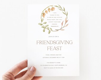 Invitación de Acción de Gracias / DESCARGA INSTANTE / Invitación moderna de Acción de Gracias imprimible / Invitación de Acción de Amigos editable / Invitación a la cena de otoño