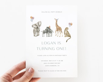 Calling All Party Animals Invitation | Party Animals First Birthday / INSTANT DOWNLOAD / Wild One Animals Invitation Zoo Safari Printable