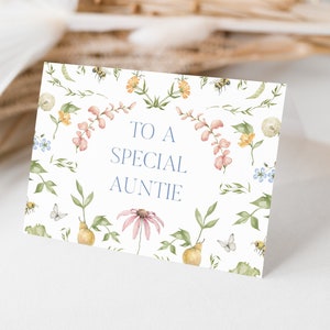 Tarjeta imprimible de la tía del Día de las Madres / DESCARGA INSTANTE / Tarjeta imprimible del Día de las Madres para la tía / Tarjeta floral del Día de las Madres / Tarjeta Garden Cottage