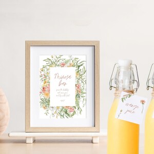 Spring Floral Baby Shower Mimosa Bar Sign / INSTANT DOWNLOAD / Wildflower Momosa Bar Sign/ Editable Botanical Flowers Mom osa Bar