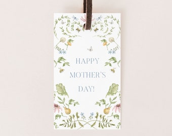 Mother's Day Gift Tags / Mothers Day Printable / INSTANT DOWNLOAD / Mom Tags Printable / Editable Cottage Garden Floral Cottagecore Tags