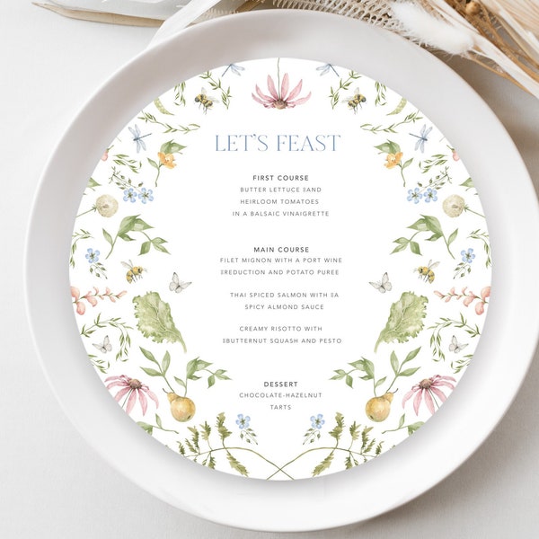 Wedding Menu Template Floral Etsy Wedding Menu Template Floral Etsy