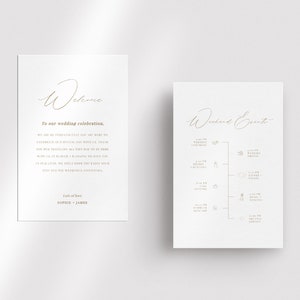 Classic Minimalist Wedding Events Card Template, Wedding Welcome Bag Note, Wedding Events Timeline Printable, Wedding Schedule Editable